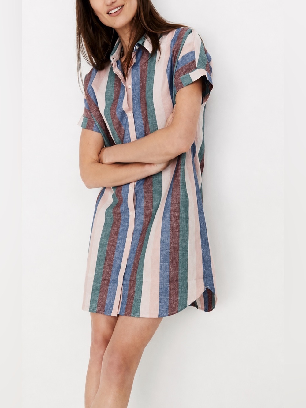 Madewell Central linen blend mini shirt dress, XXS